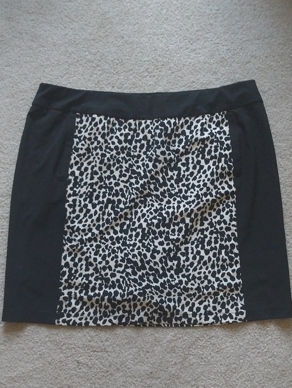 Black Panel Skort with Monochrome Animal Print